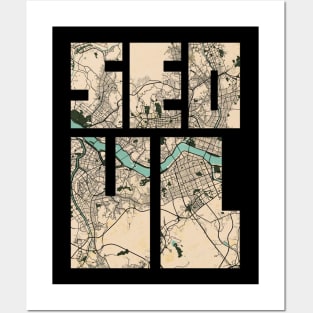 Seoul, South Korea City Map Typography - Vintage Posters and Art